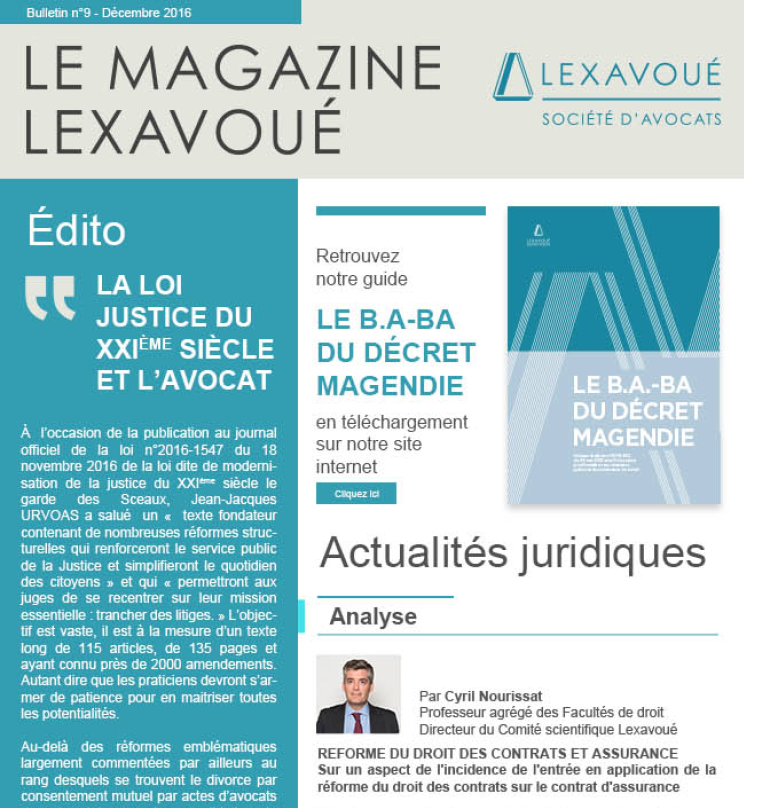 LE MAGAZINE LEXAVOUÉ – BULLETIN N°9 – DÉCEMBRE 2016